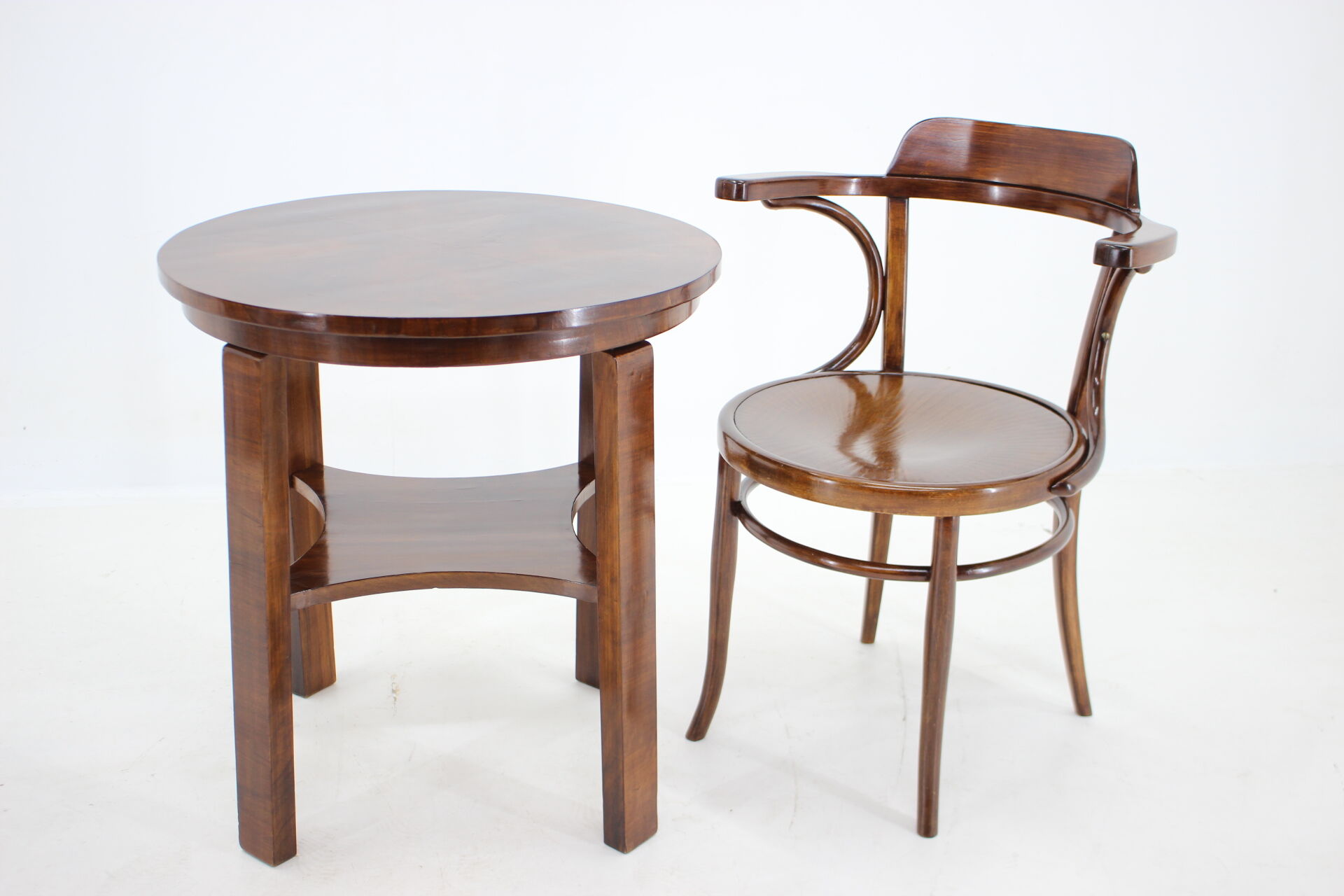 1910s office armchair J&J Kohn Nr.704 and side table,Czechoslovakia