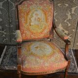 Pair of Louis XVI Style Armchairs in Walnut