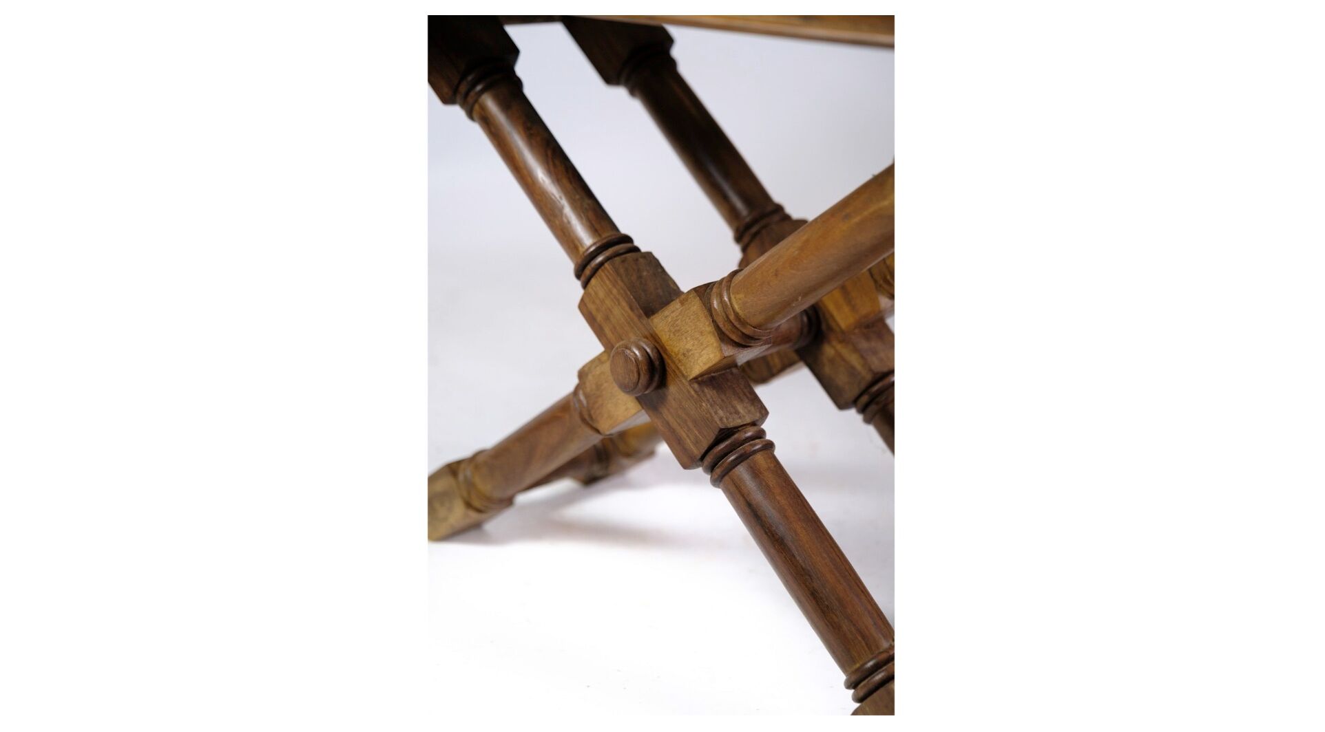 Dark Wood Coffee Table with Glass Top from Around the 1960s