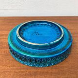 Large bowl in Rimini Blu pottery in mid-century style by Aldo Londi for Bitossi, Italy, 1960s.