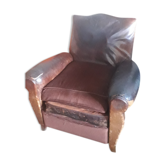 Authentic vintage leather club armchair to retype