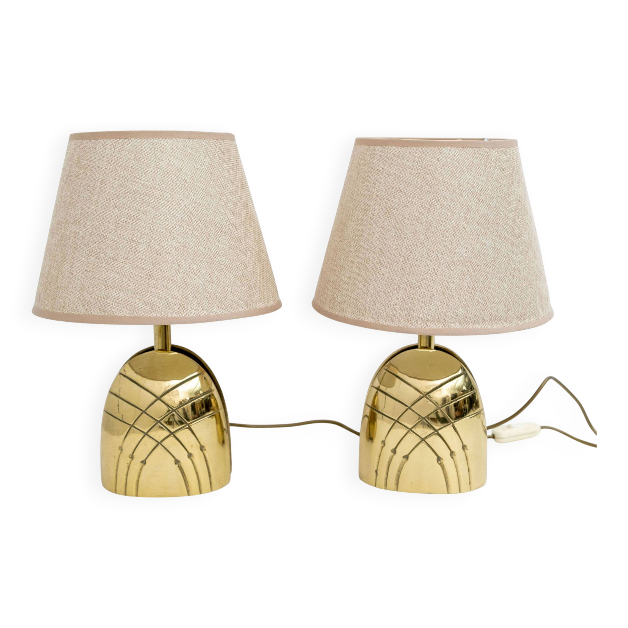 Paire de lampes de table italiennes modernes en laiton du milieu du siècle, années 1970