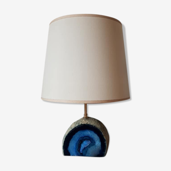 Lampe galet bleu en agate datant des années 60