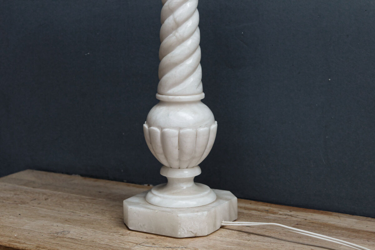 Italian lamp foot in twisted white marble