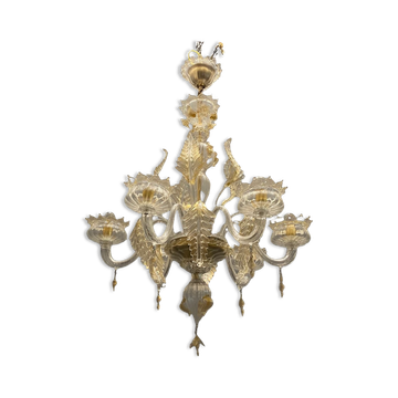 Italian Murano Glass Gold Chandelier by La Murrina