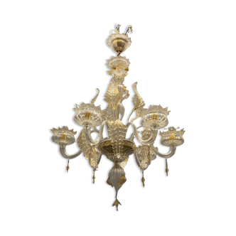 Italian Murano Glass Gold Chandelier by La Murrina