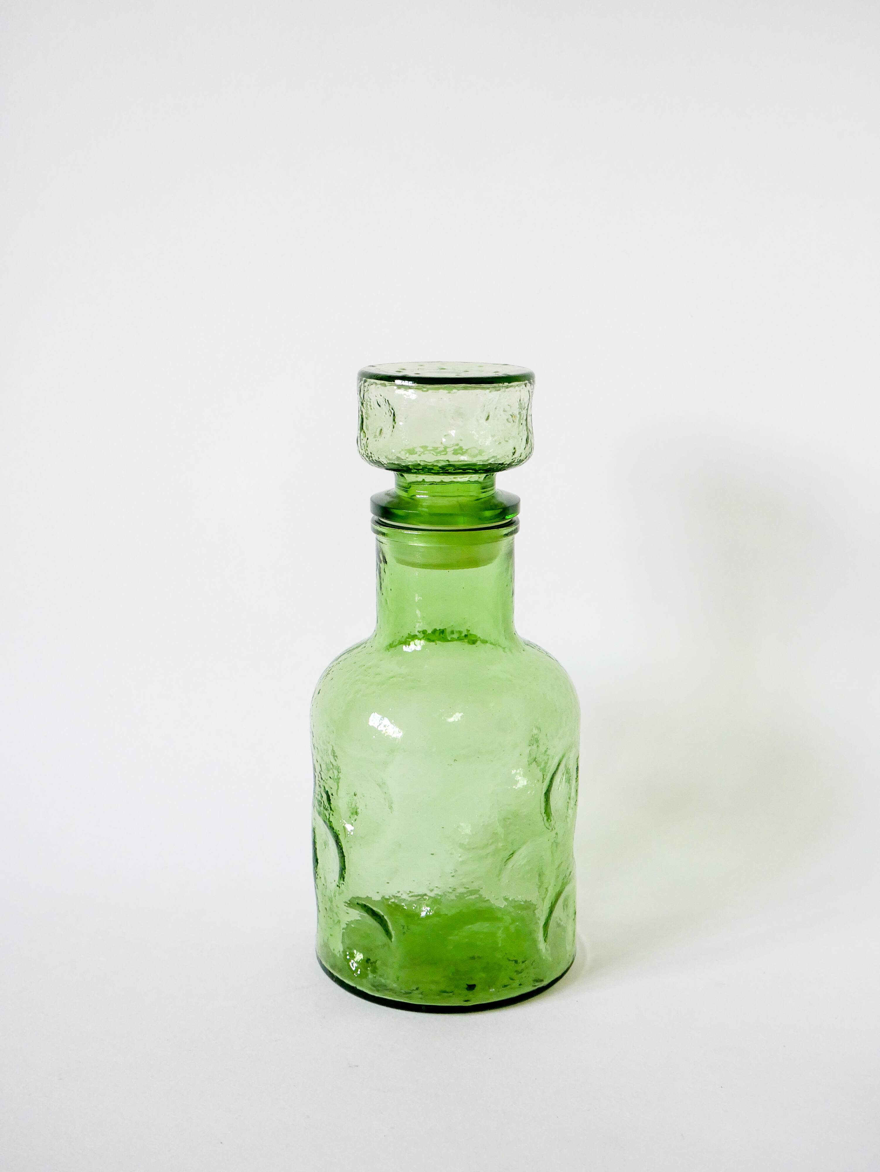 Green bubbled glass carafe 1970