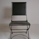 Foldable chair in wrought iron and leather. c. 1950