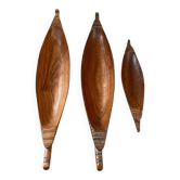Set of 3 wooden canoes
