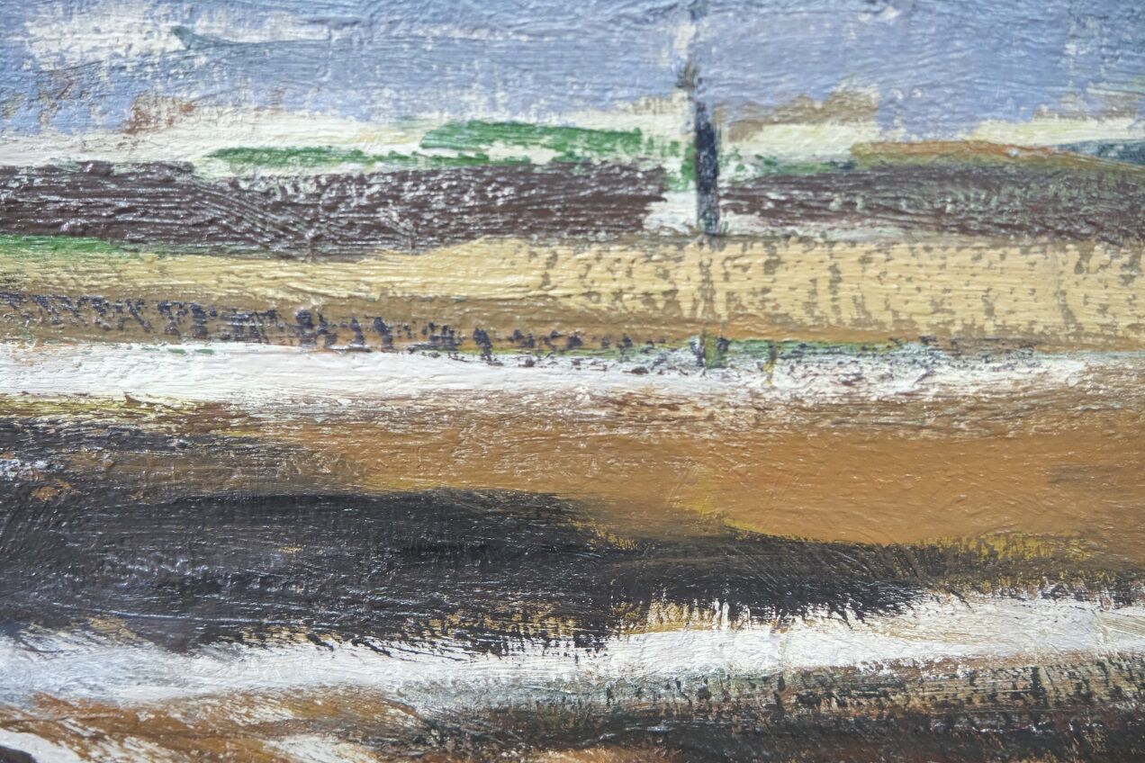Swedish Modern Painting, Signed,  1955, Oil on Panel, Framed