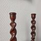 Pair of antique English turned wood candlesticks