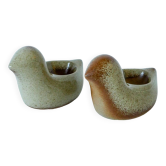 Pair of sandstone egg cups chick model 1970