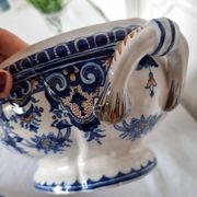 Antique earthenware tureen by Émile Tessier (1887-1971), Malicorne, France