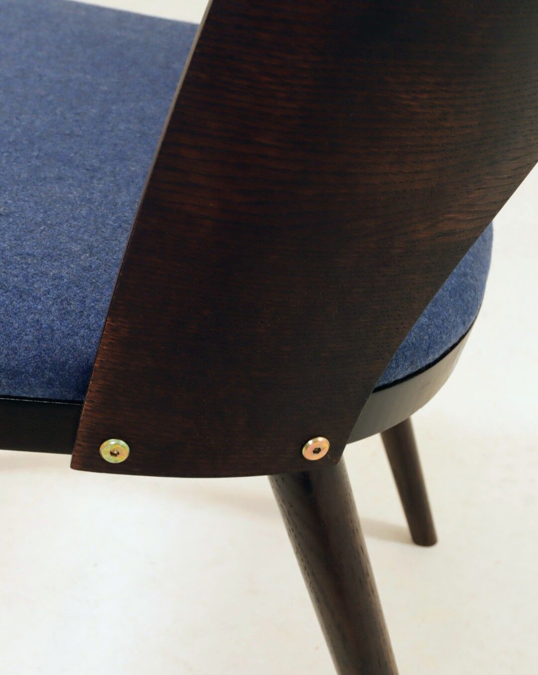 6 chaises de salle à manger vintage en chêne massif et en laine bleue
