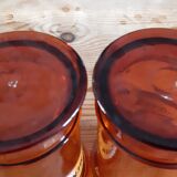 Pair of brown glass pharmacy jars