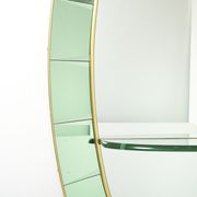 Large Italian mirror oval brass crystal green crystal of Cristal Arte 1950s 110x219cm