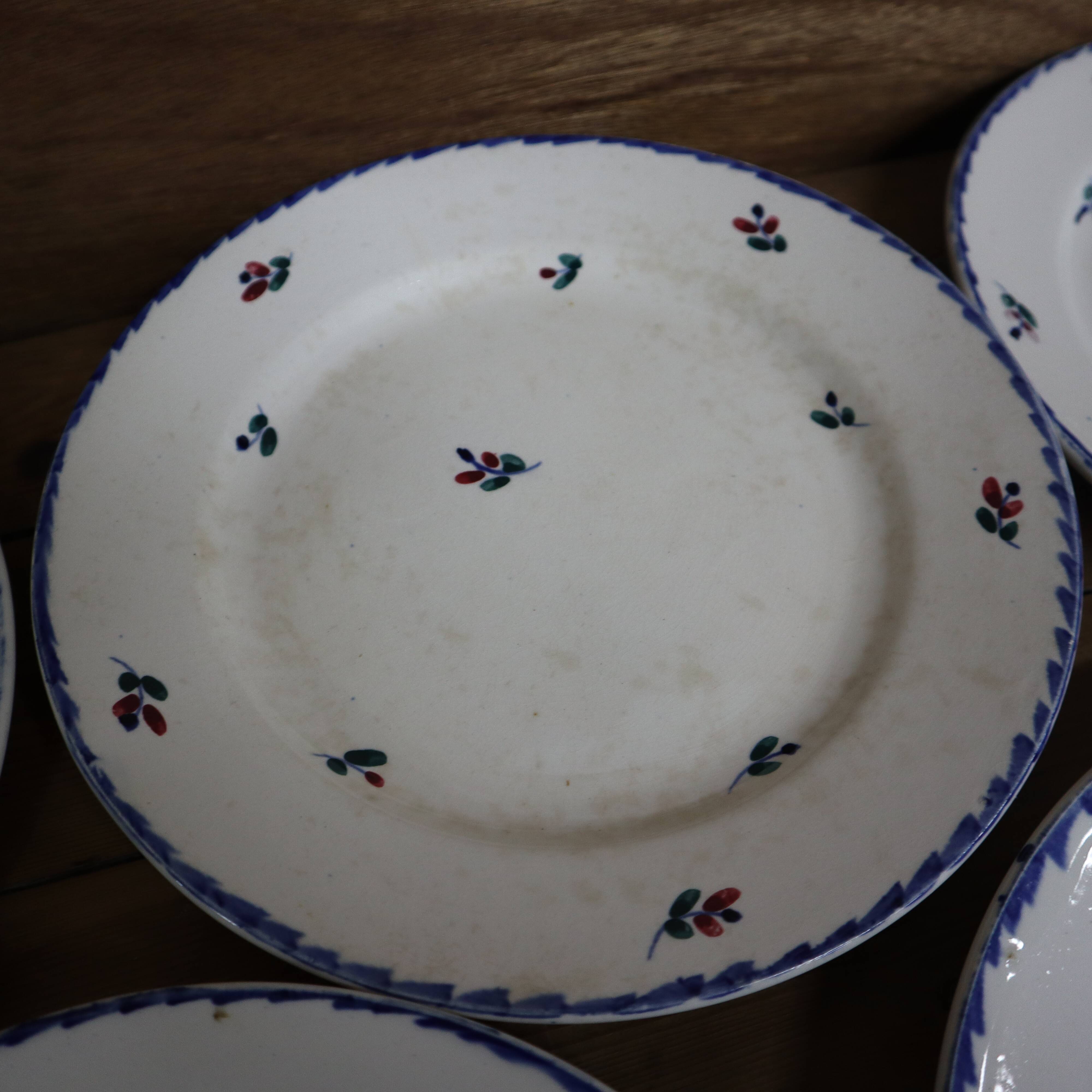5 flat plates from the Nimy Royal Imperial Manufacture, Belgian manufacture
