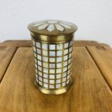 Vintage mother-of-pearl and golden brass box