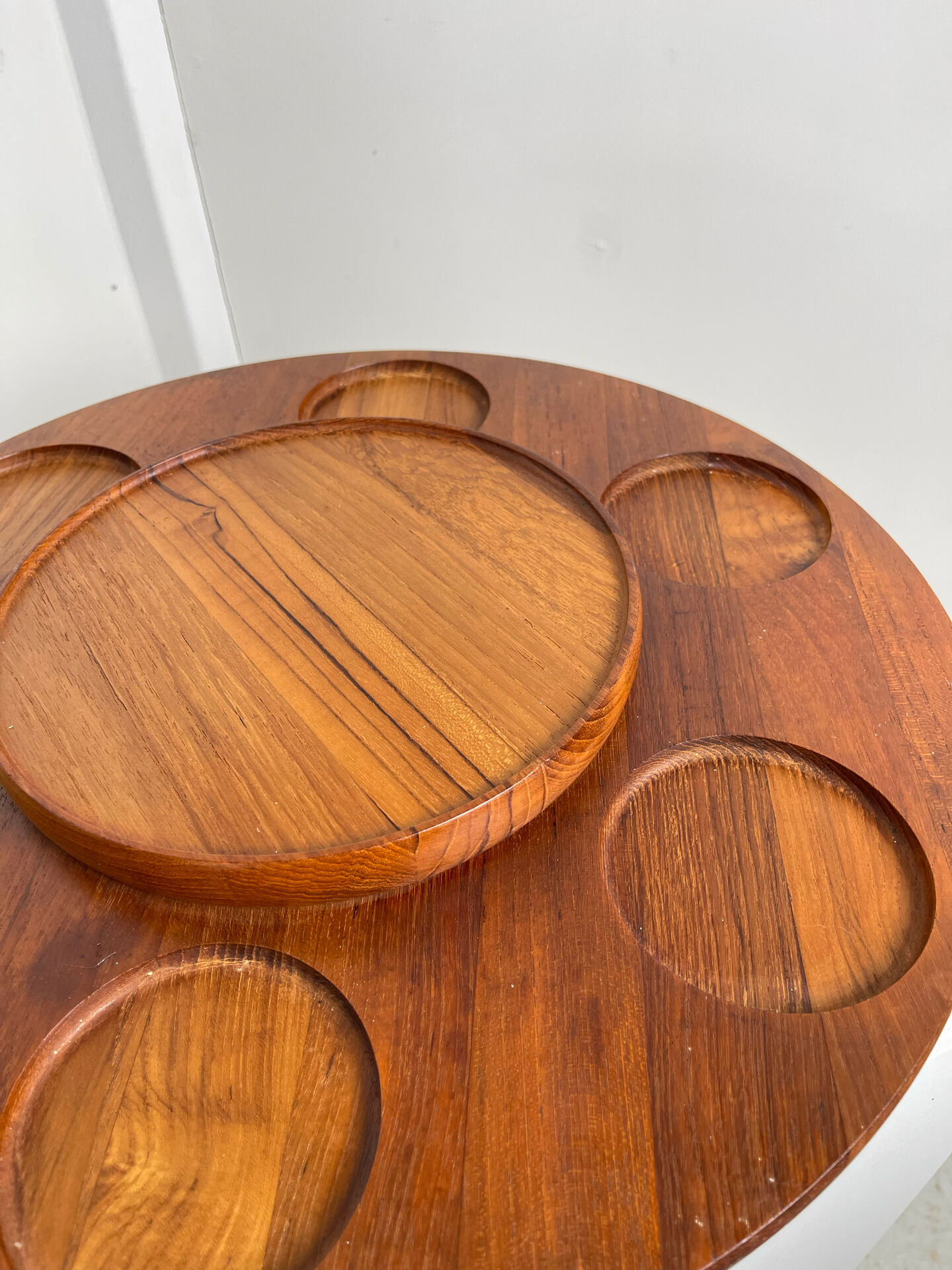 Teak rotating tray Denmark 1970