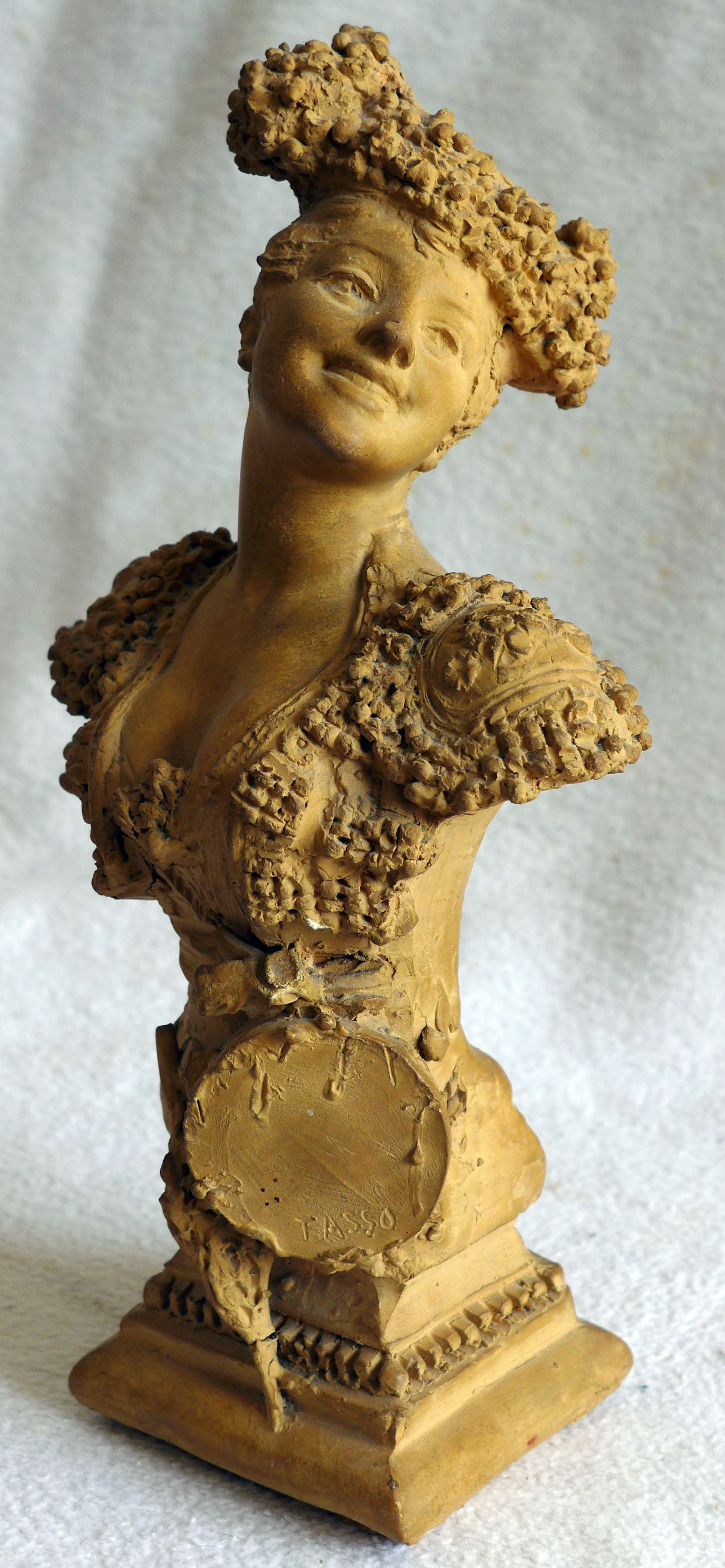Terracotta bust of a woman signed Torcuato Tasso Y Nadal