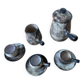 Vallauris set from the 1960s, coffee pot, milk jug, and cups by Félix Céram.