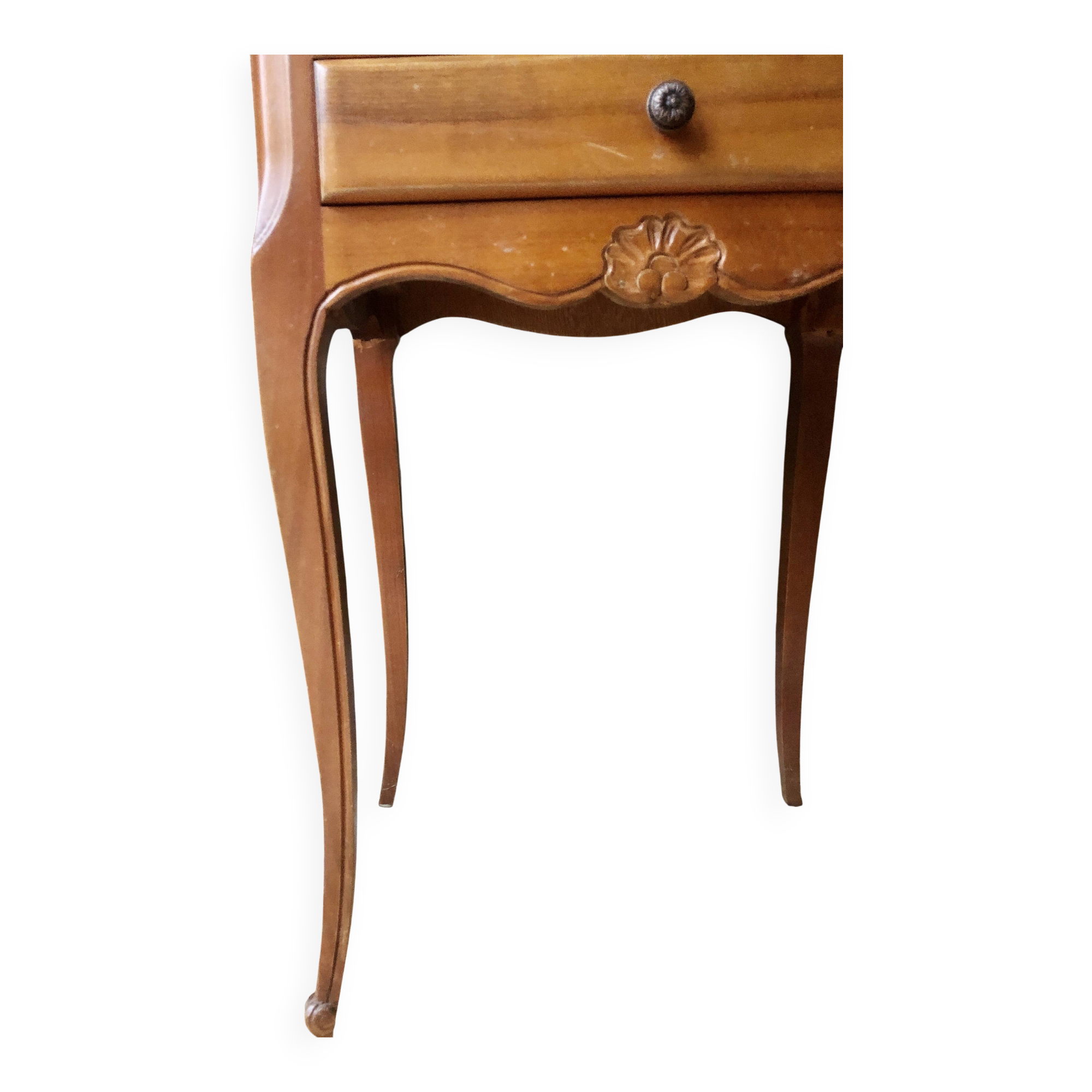 Louis XV style wooden bedside table with drawers