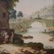 Great 18th century Italian painting, countryside landscape with genre scene