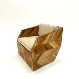 Vintage armchair in solid wood slats