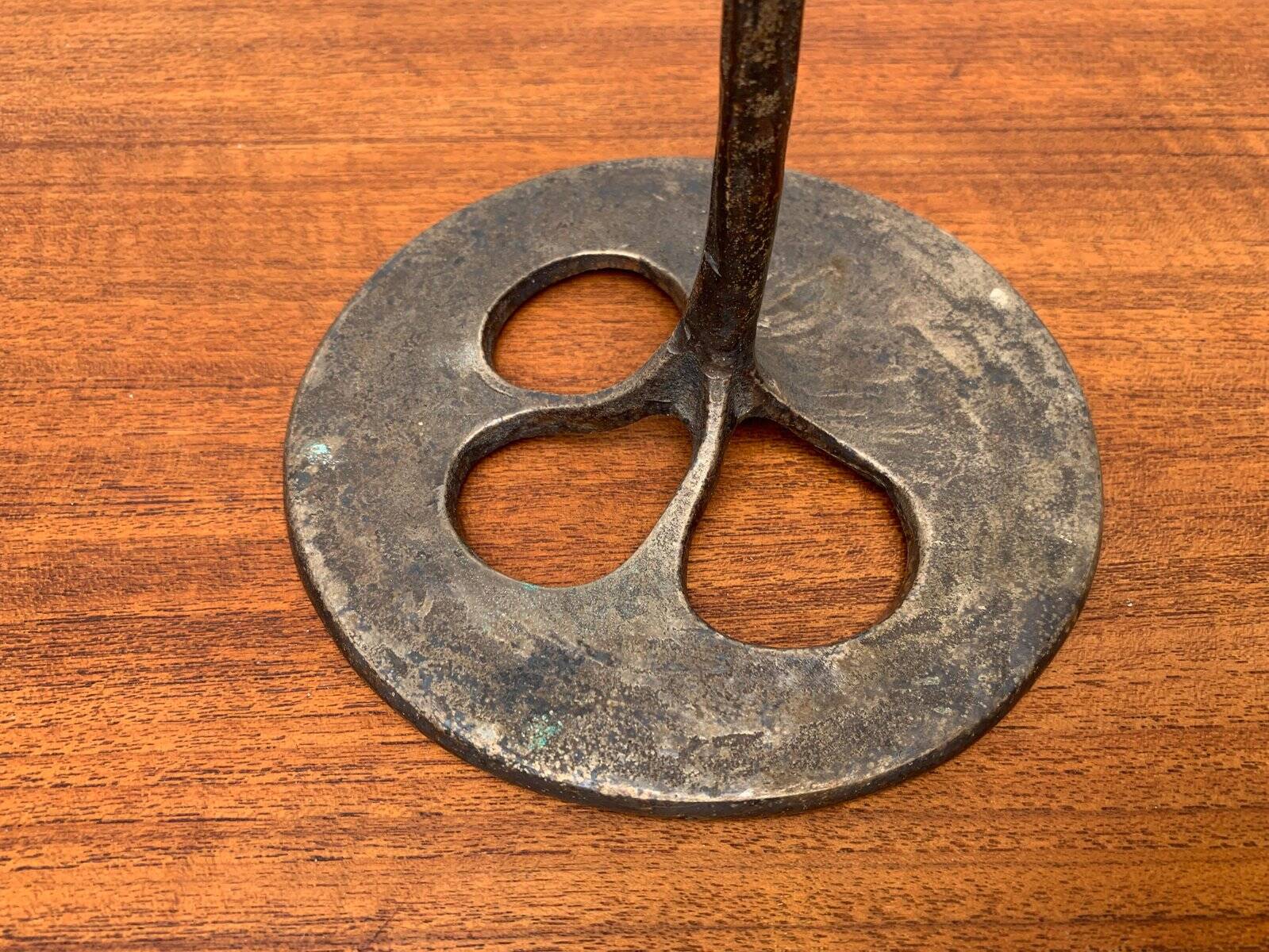 Amadeus Candle Holder in Brutalist Bronze, Italian Mid-Century by Kurt Jesch for Fratelli Tonini