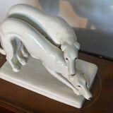 Paire de Barzoi - Lévriers blancs - céramique Art-Deco