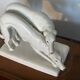 Pair of Borzoi - White Greyhounds - Art Deco ceramic