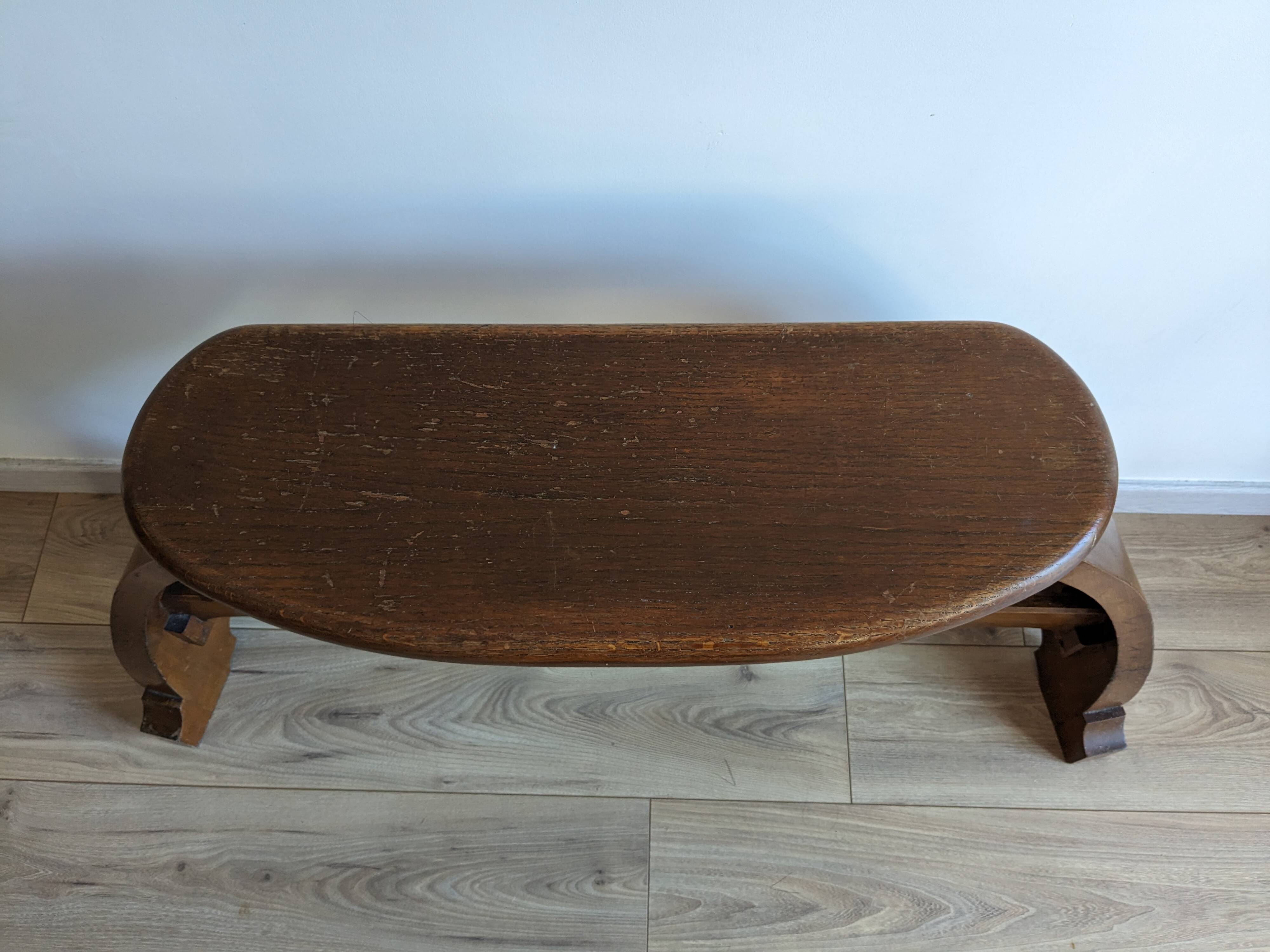 Old church organ bench in Art Nouveau style made of solid oak.