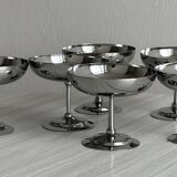 6 shiny stainless steel ice cream cups