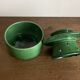 Foucart Jourdan Green glazed earthenware butter dish with water reservoir, 1960