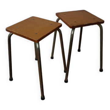 Set of 2 vintage industrial stools