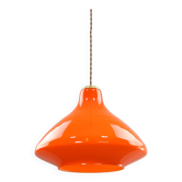 Mid-Century Italian Orange Glass and Brass Pendant Lamp