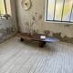 Table basse années 50 plateau bois exotique XXL