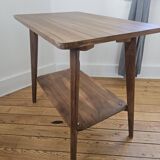 Vintage side table with double top in Scandinavian style.
