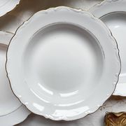 7 French Winterling BAVARIA white and gold porcelain soup plates
