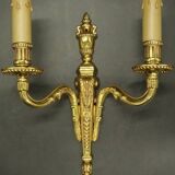 Pair of Louis XVI style urn and torch wall lights - gilt bronze