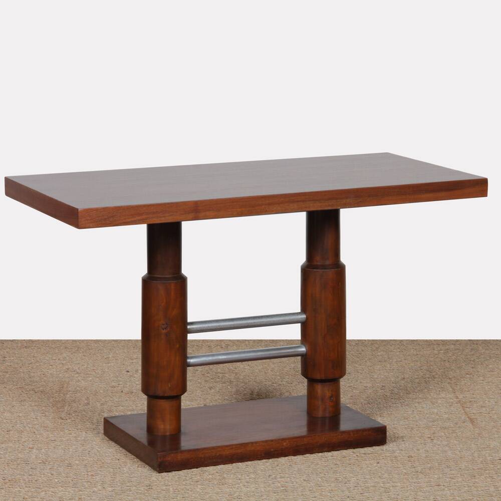 Modernist coffee table in wood and chrome metal, 1930.