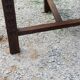 Set of three brutalist tripod armchairs in carved solid oak