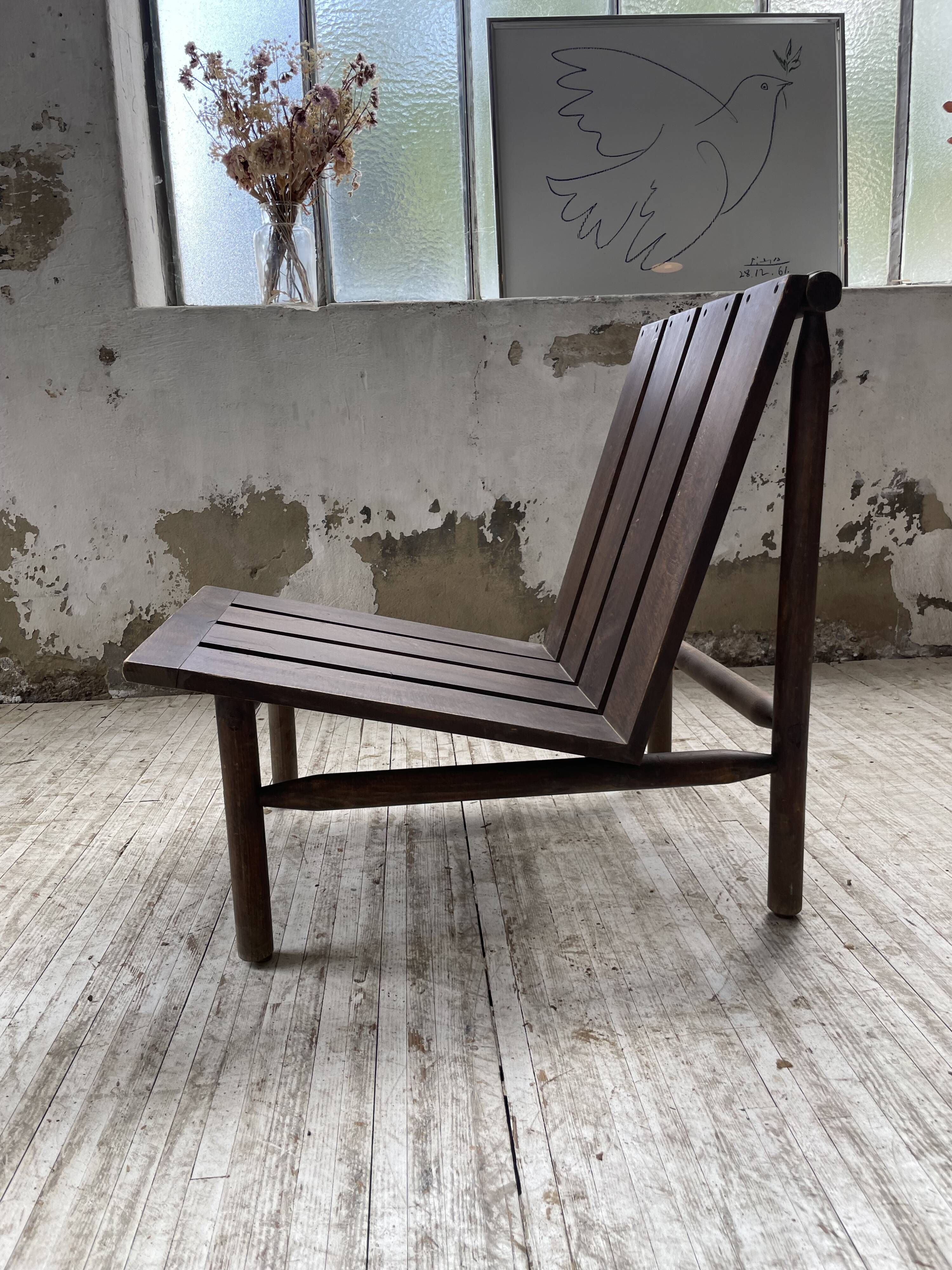 Modernist oak armchair