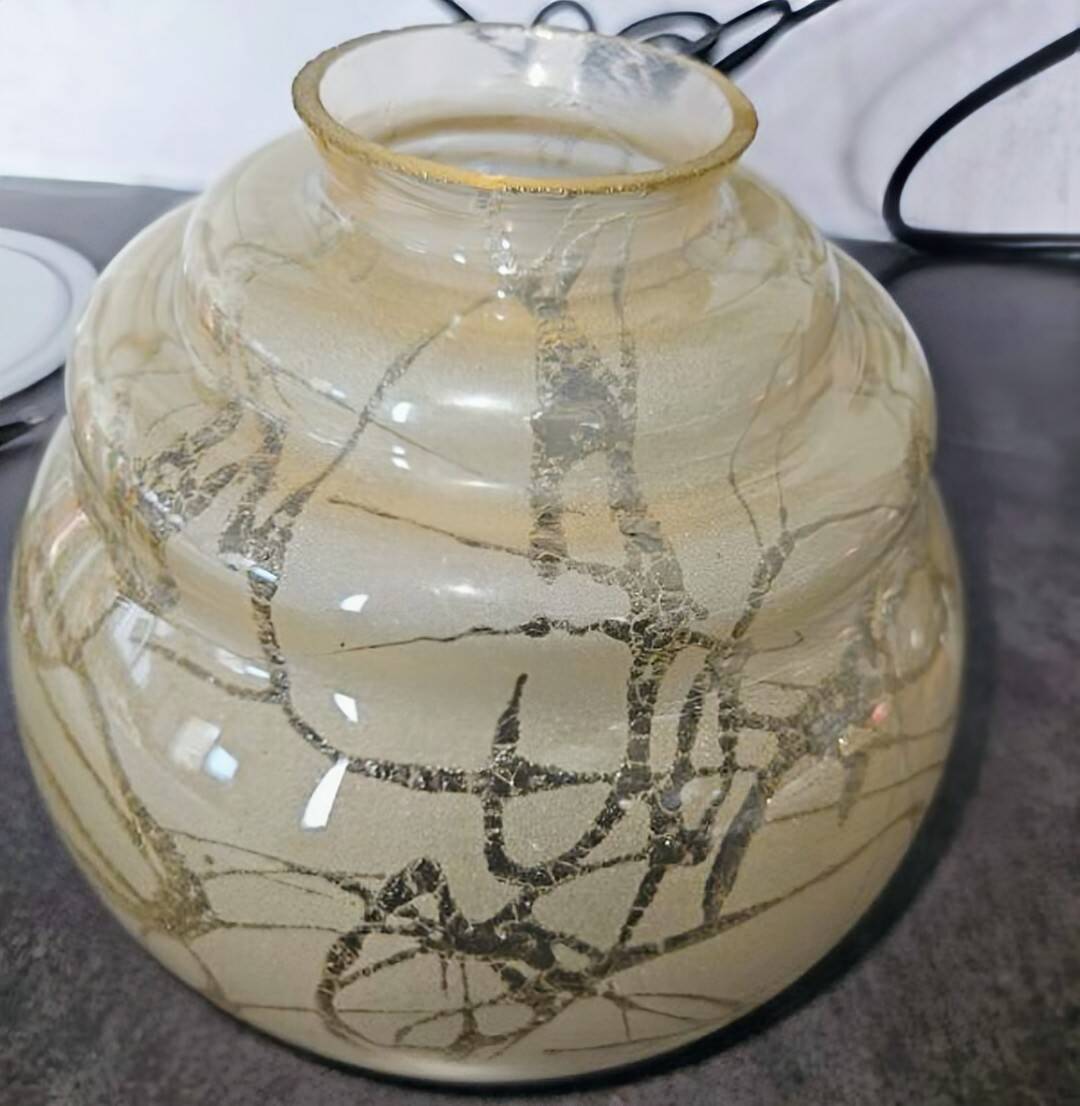 Pair of Art Deco lamp globes (circa 1930) made of blown glass.