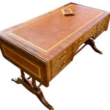 English desk, double-sided table with mahogany extension.