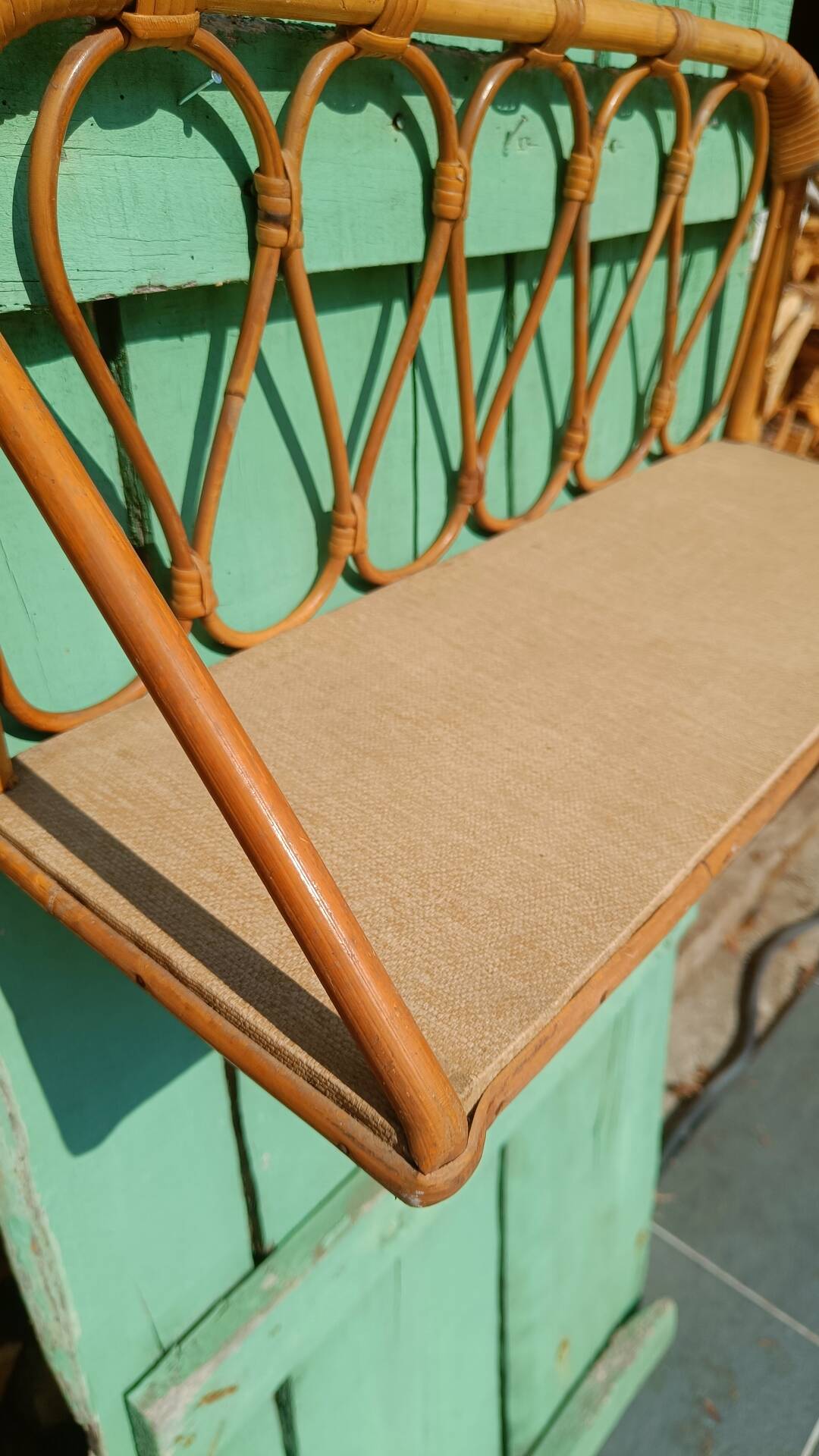 1960s rattan wall shelf