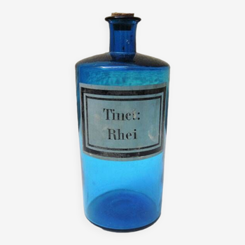 Old Blue Glass Apothecary Jar - Tinct: Rhei