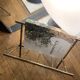 Magazine rack in the style of Jacques Adnet, bamboo model in brass.
