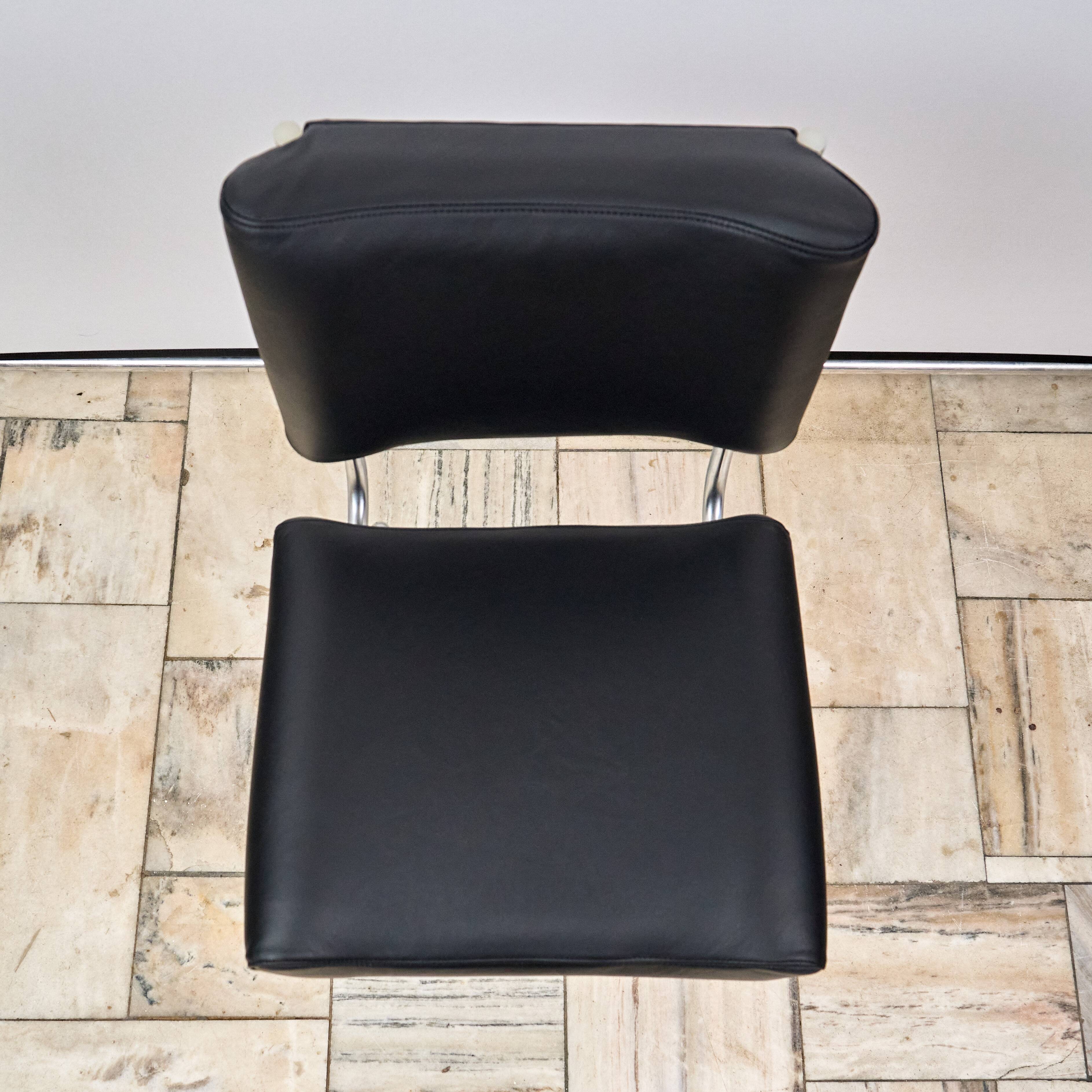 Vintage Leather Chair with Chrome Legs, 1970s, Czechoslovakia