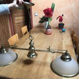Luminaire 2 globes en verre et laiton